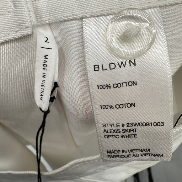 BLDWN NWT White Button Front Mini Alexis Skirt in Optic White // 2 - Picture 10 of 10